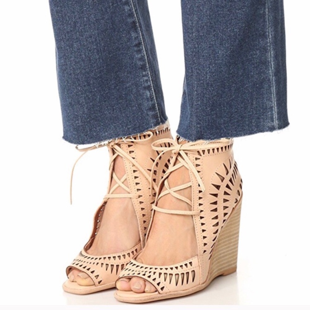 Jeffery Campbell Wedge Sandal Leather Lace Up